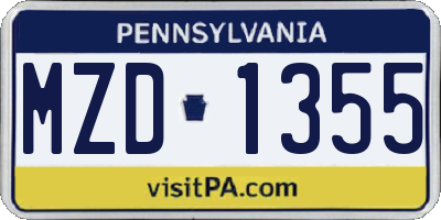 PA license plate MZD1355