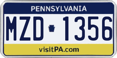 PA license plate MZD1356