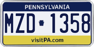 PA license plate MZD1358