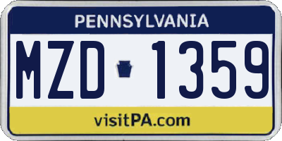 PA license plate MZD1359