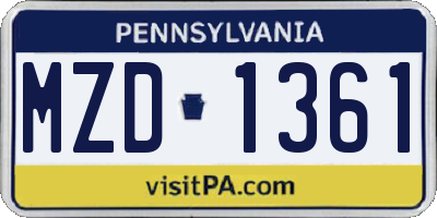PA license plate MZD1361