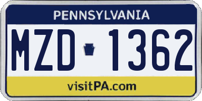 PA license plate MZD1362