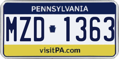 PA license plate MZD1363