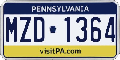 PA license plate MZD1364