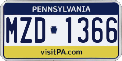 PA license plate MZD1366