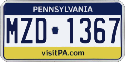 PA license plate MZD1367