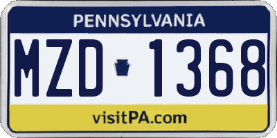 PA license plate MZD1368