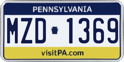PA license plate MZD1369