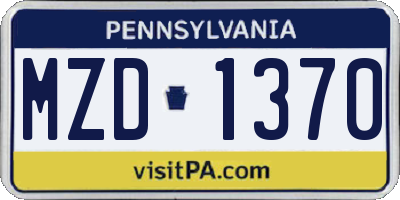PA license plate MZD1370