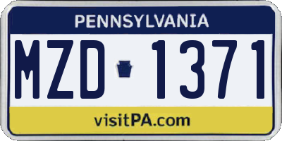 PA license plate MZD1371