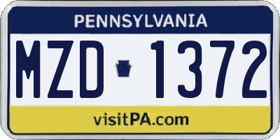 PA license plate MZD1372