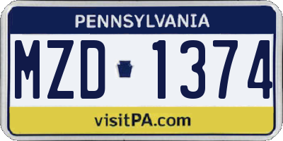 PA license plate MZD1374