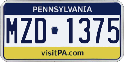PA license plate MZD1375