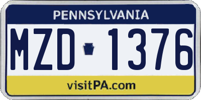 PA license plate MZD1376