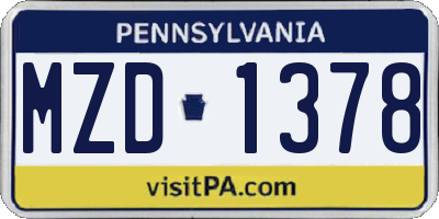 PA license plate MZD1378