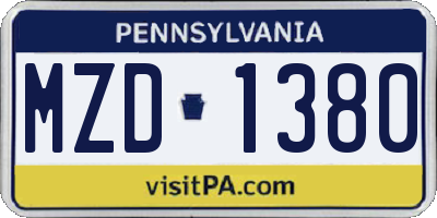 PA license plate MZD1380
