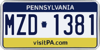 PA license plate MZD1381