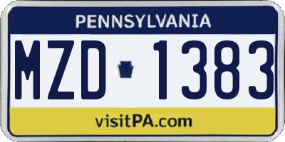 PA license plate MZD1383