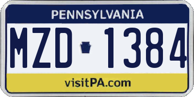 PA license plate MZD1384