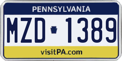 PA license plate MZD1389