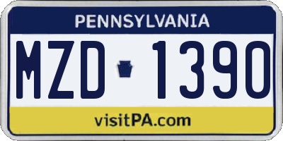 PA license plate MZD1390
