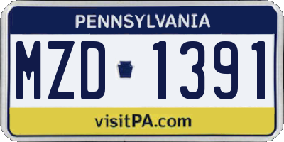 PA license plate MZD1391