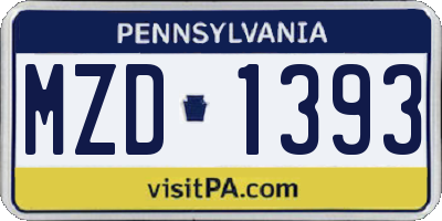 PA license plate MZD1393