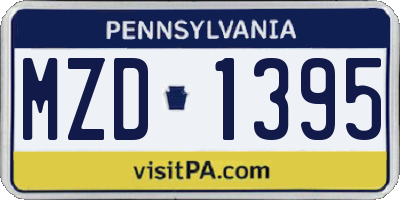 PA license plate MZD1395