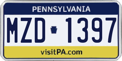 PA license plate MZD1397