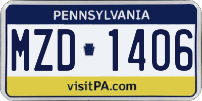 PA license plate MZD1406