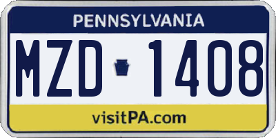 PA license plate MZD1408