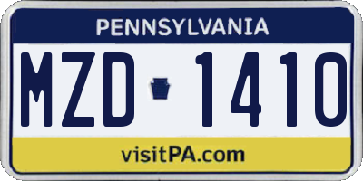 PA license plate MZD1410