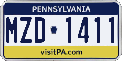 PA license plate MZD1411