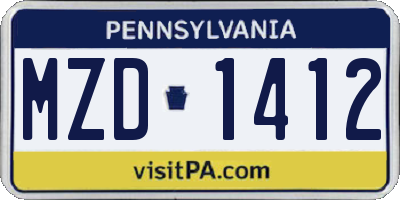 PA license plate MZD1412