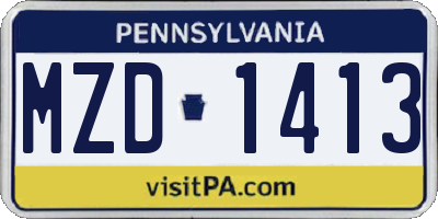 PA license plate MZD1413