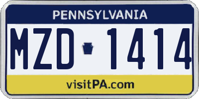 PA license plate MZD1414