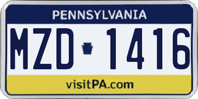PA license plate MZD1416