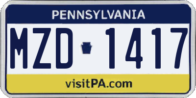 PA license plate MZD1417