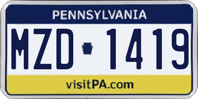 PA license plate MZD1419