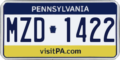 PA license plate MZD1422