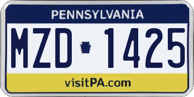 PA license plate MZD1425