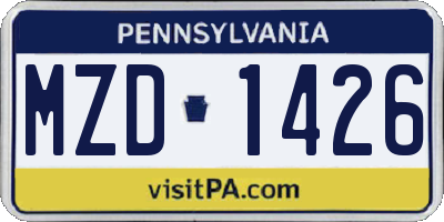 PA license plate MZD1426