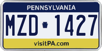 PA license plate MZD1427