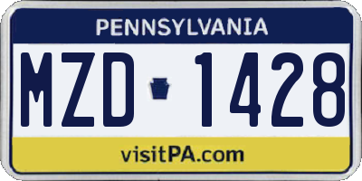 PA license plate MZD1428