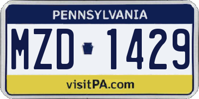 PA license plate MZD1429