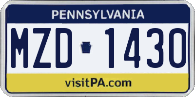 PA license plate MZD1430
