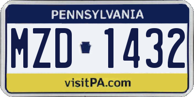 PA license plate MZD1432