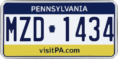 PA license plate MZD1434