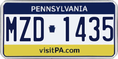 PA license plate MZD1435