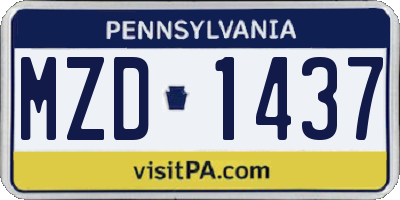 PA license plate MZD1437